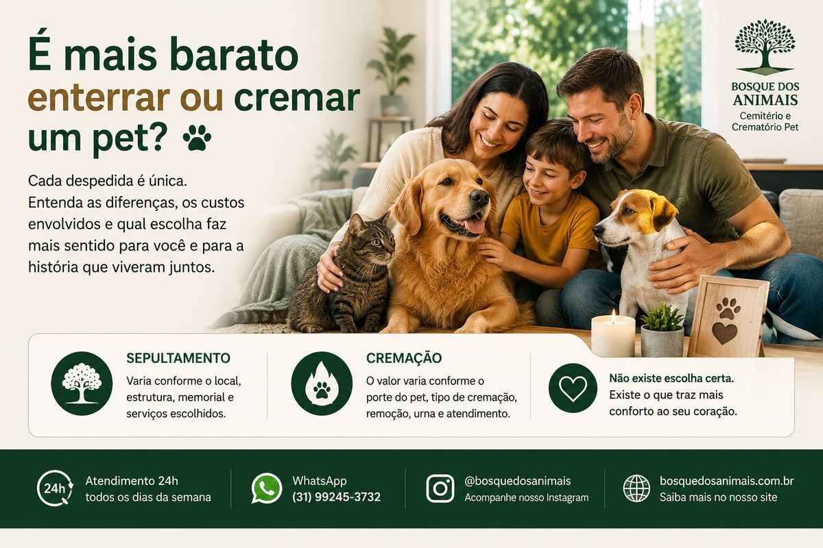 É mais barato enterrar ou cremar um pet? Entenda os custos, diferenças e qual escolha faz mais sentido